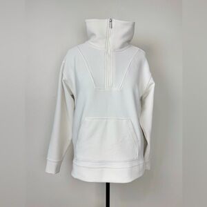 Zella Woman Ivory 1/4 Pullover Sweater Medium Athleisure Cozy Gym Yoga Active